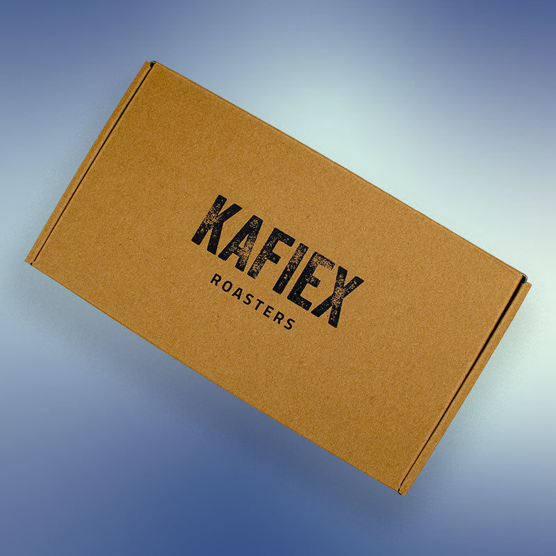 Closed kraft Kafiex Roasters Coffee Discovery Box