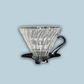 HARIO V60 Glass Coffee Dripper 02 with black polypropylene holder